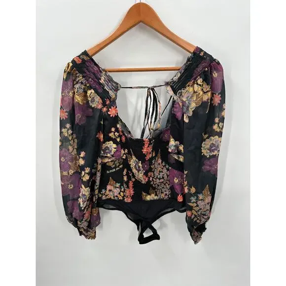 FREE PEOPLE NWT Wanderlust Bodysuit in Black Combo // S - Picture 13 of 13